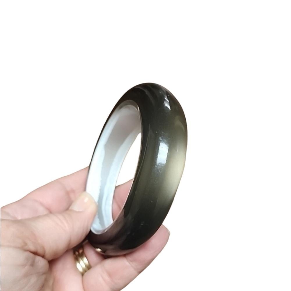 VINTAGE Smoky Lucite Bangle Bracelet Chunky Mod Retro 80s GoGo Translucent State - Picture 4 of 15
